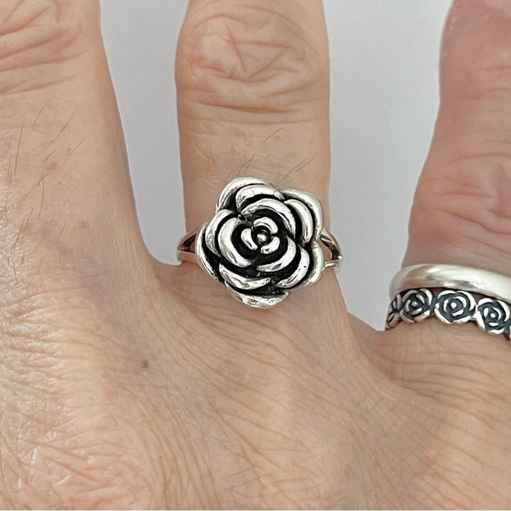 Sterling Silver Rose Ring, Flower Ring, Silver Ri… - image 3